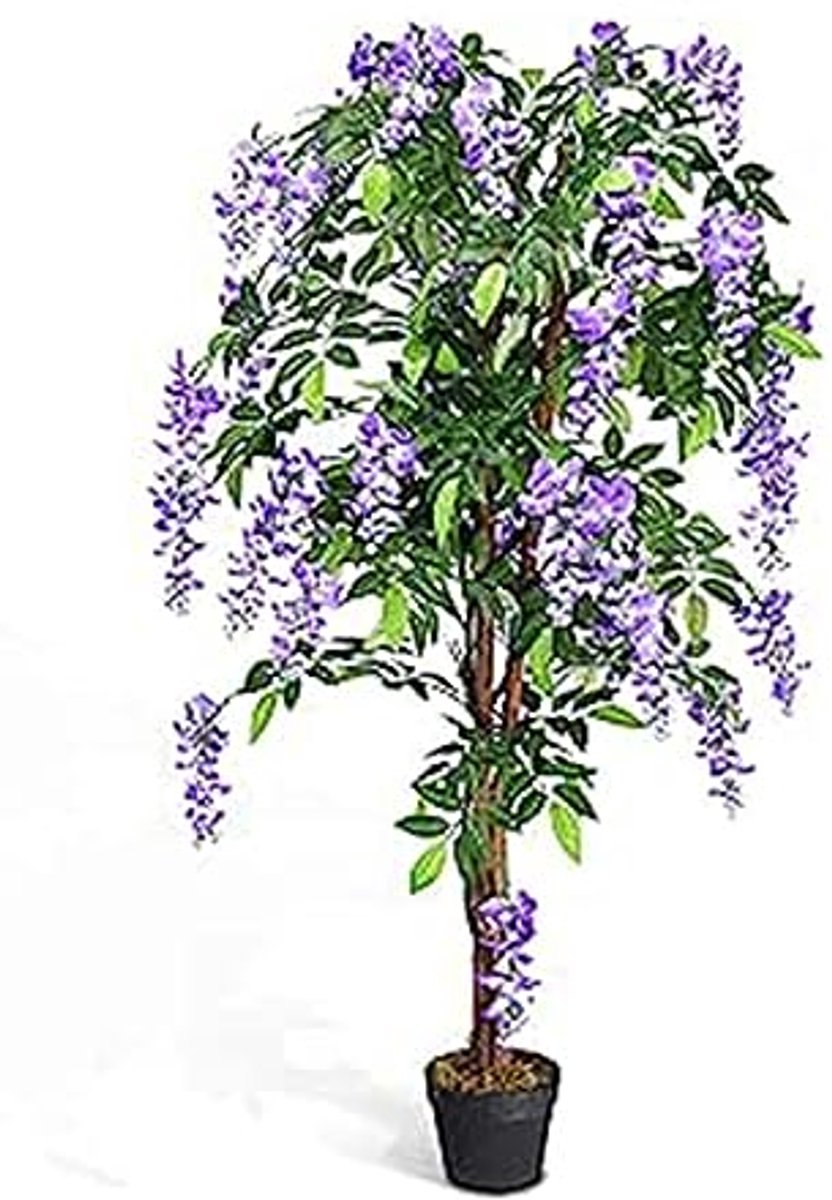 Kunstplant Wisteria Boom - 150 cm Hoog, Decoratieve Plant Voor Binnen en Buiten