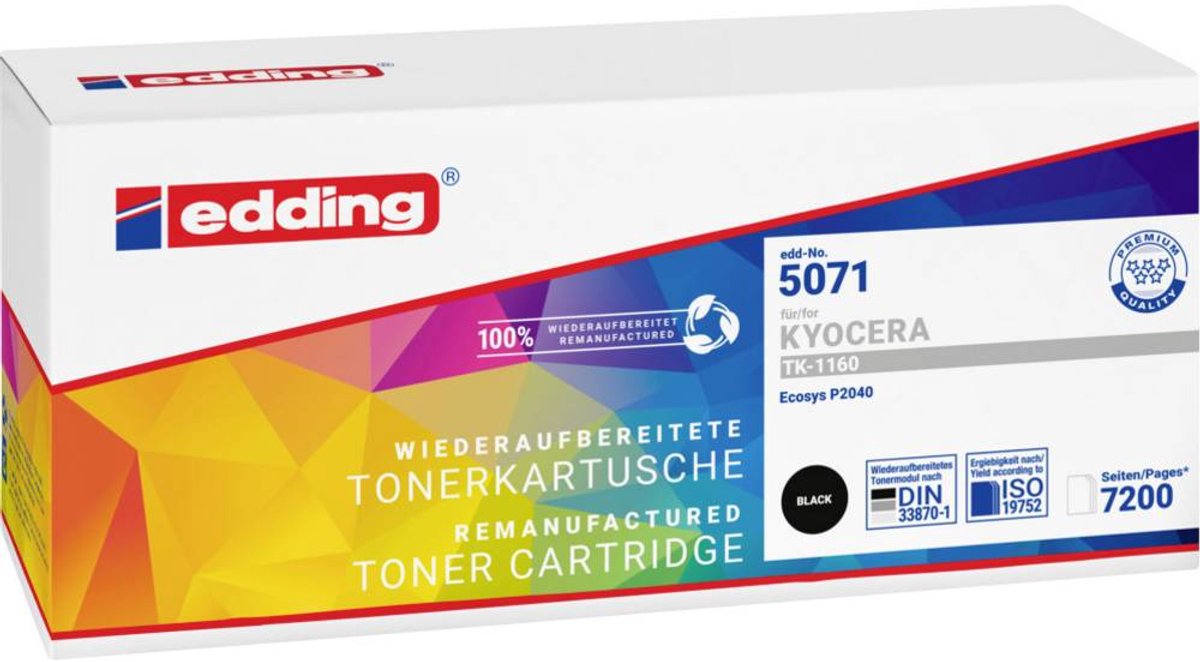 Edding Toner vervangt Kyocera TK-1160 Compatibel Zwart 7200 bladzijden EDD-5071 18-5071