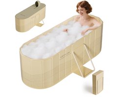 Draagbare Inklapbare Badkuip voor Volwassenen - 2-in-1 Hot Bath & Ice Bath - Vrijstaande Inweekbaden met Verdikte Isolatie - Groot Formaat (150 x 55 x 53 cm)