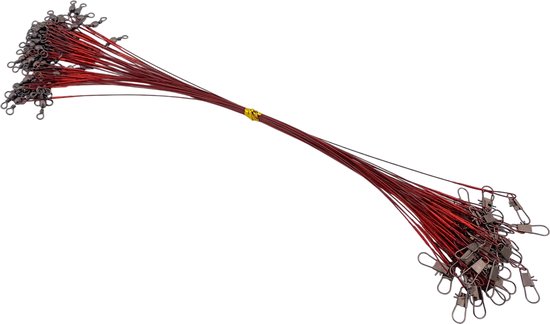 S&D - Fil de pêche en acier - 50 pièces - Rouge - 14 kg 25 cm - La pêche - Pour la pêche des carnassiers aux appâts artificiels