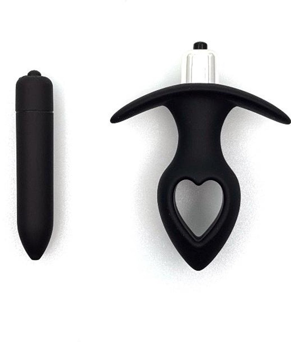Happy Tears© Dark Romance – Vibrating Heart Plug & Bullet Duo - Voor Mannen en Vrouwen - Pure Verleiding & Intens Genot