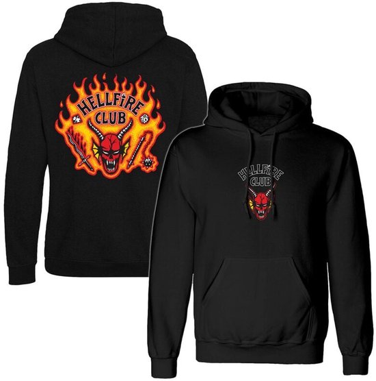 Sweat à capuche homme Stranger Things Hellfire Club Flames - Noir - Taille S