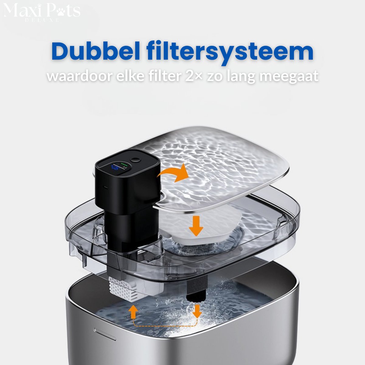 Maxipets Aqua NOVA® 5,5L RVS drinkfontein met display thumbnail 4