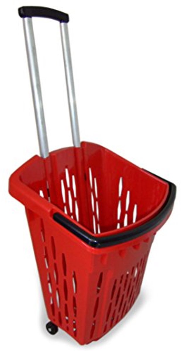 Winkeltrolley 40 liter winkelwagen met wielen en uittrekbare handgreep