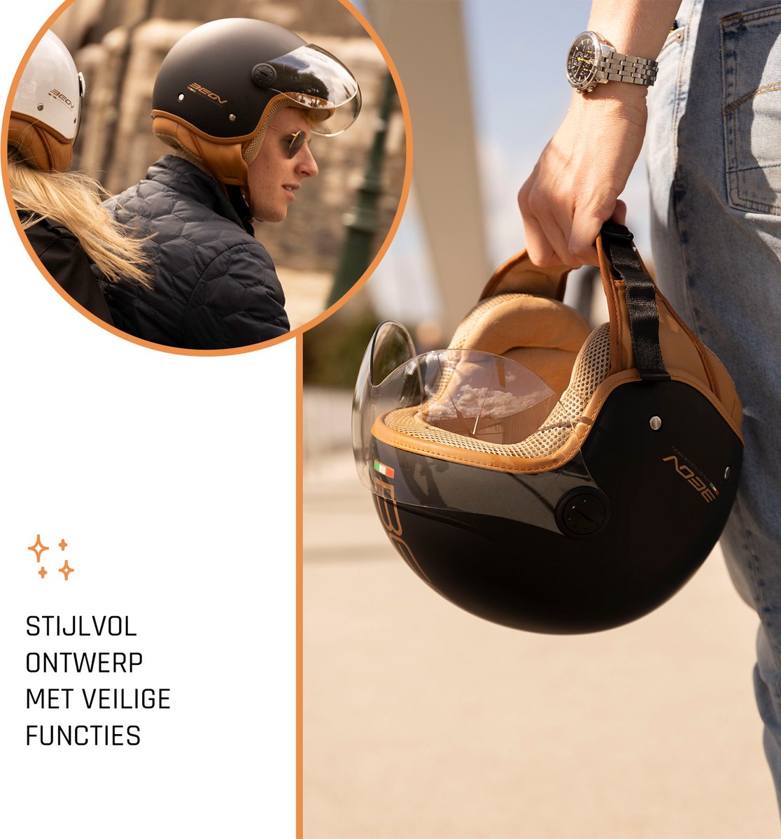 BEON Design Luxe Scooterhelm - Mat Zwart - M - Jethelm met Vizier - Motorhelm - Geschikt voor Vespa, Scooter, Brommer, Motor en Snorfiets – foto 4