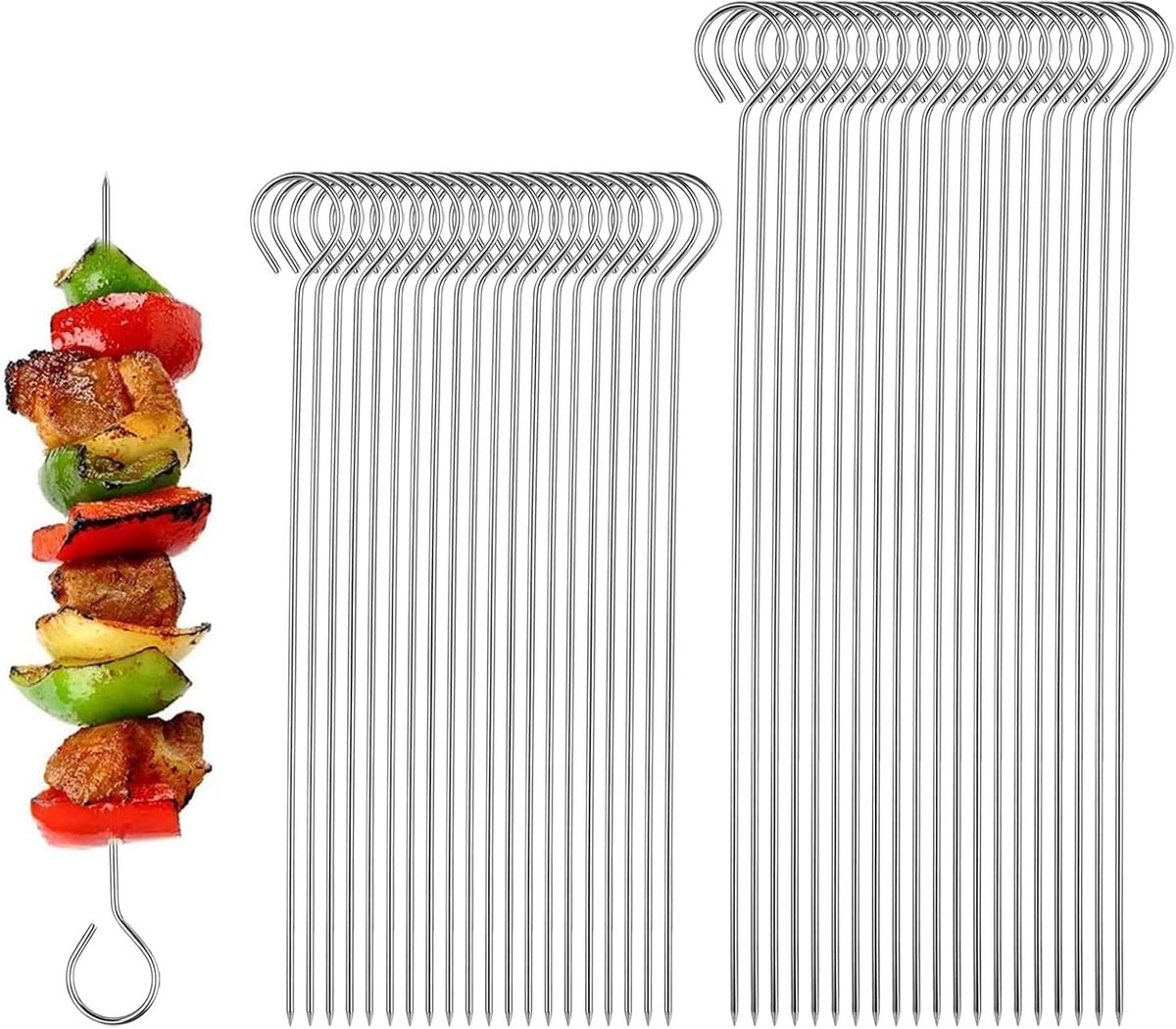 Ibenzoa® Roestvrijstalen herbruikbare grillspiesen voor vlees, groenten en vis