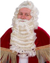 Baardstel Kanekalon voor Sinterklaas of Kerstman - Luxe baard, pruik, lange snor en wenkbrauwen