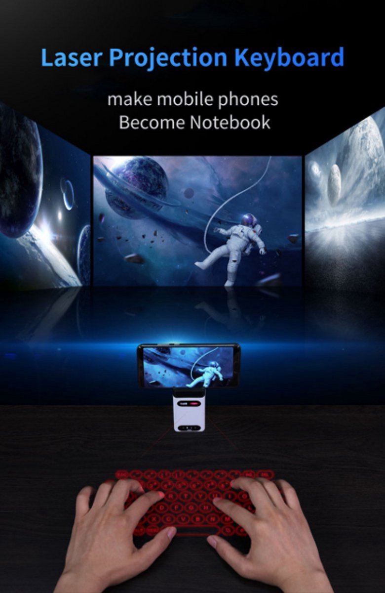 Virtueel Draagbaar Laser Toetsenbord met Muis Functie - Bluetooth Draadloze Touch Projector - Portable Powerbank voor Telefoon - Voor Computer Iphone Ipad Laptop - Multifunctional Keyboard — cadeau in Gadgets - foto 8
