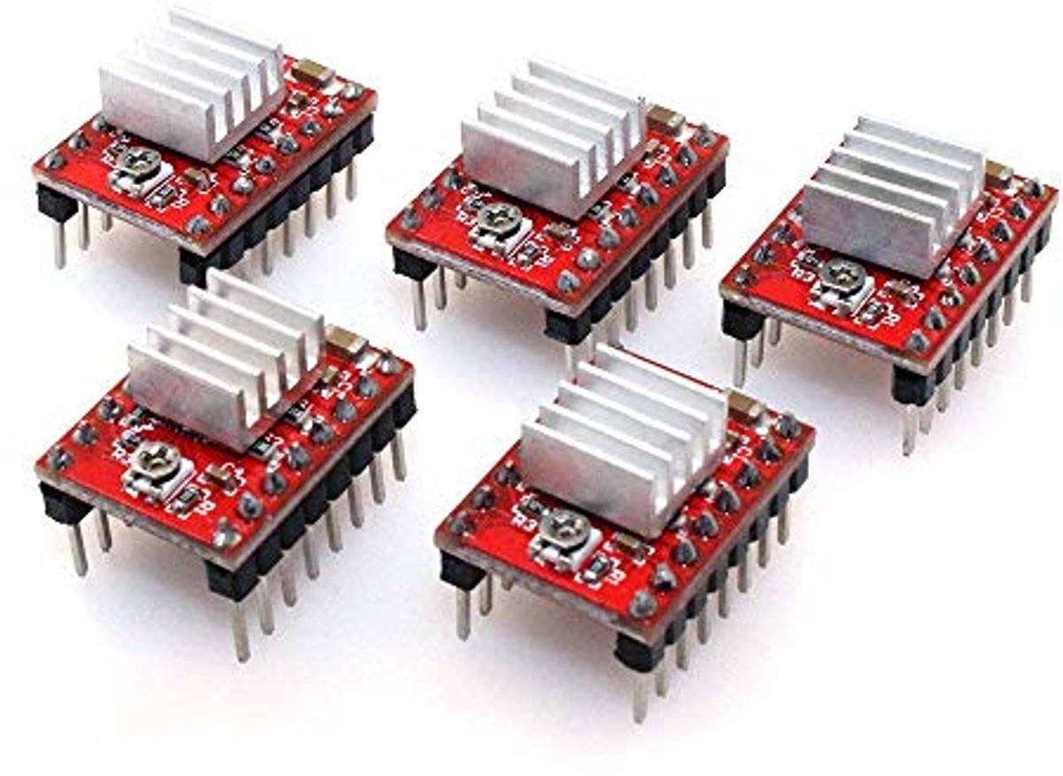 Compatibele Stepper Motor Driver Module met Heatsink voor 3D Printer - 5 Stuks Rood