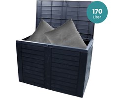 HIXA Opbergbox - Tuinkussenbox - met Deksel - Tuinbox - Kussenbox - Buiten - 170L - Balkonbox - Waterdicht - 75x44x53CM - Perfect voor je Balkon - LENA