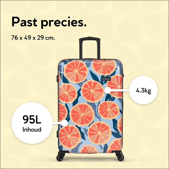 BHPPY Reiskoffer groot 76x49x29cm - Lichtgewicht koffer met 95L inhoud - Reiskoffer met 4 wielen - Veilig cijferslot - Grapefruit