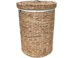 Lavandoux - Wasmand met Deksel - Waterhyacint - Naturel - M: Ø35 x H50 cm