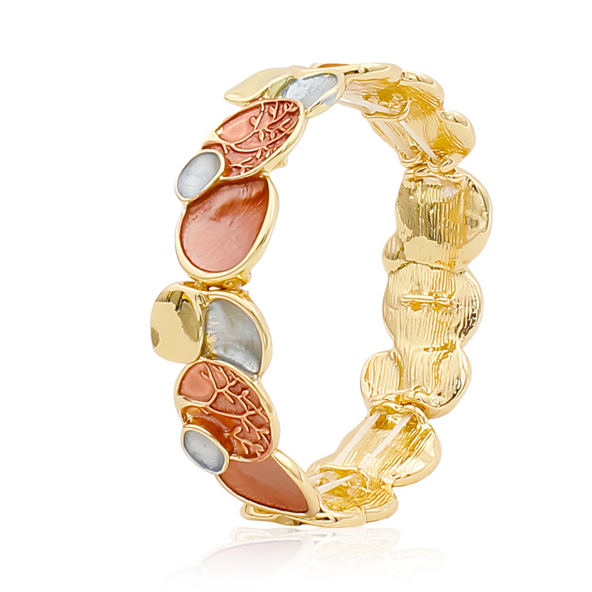 Damesarmband met Onregelmatige Ovale Vorm en Geluksboom-Patroon - Milieuvriendelijke Legering in Driekleurige