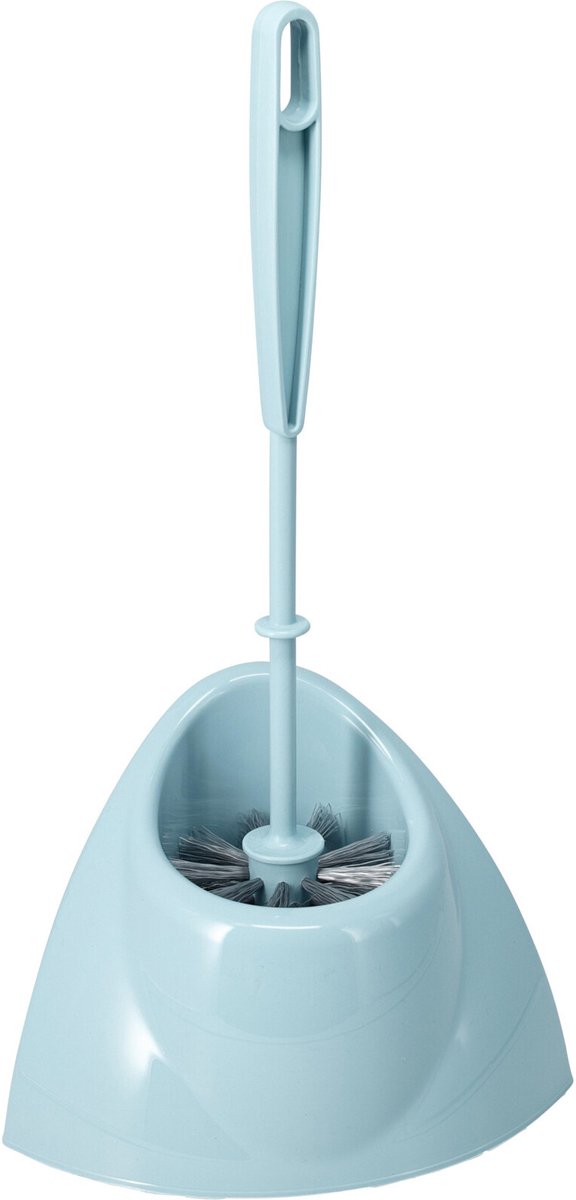 Bathroom Solutions Toiletborstel met houder - lichtblauw - 36 cm - kunststof - WC borstel - toiletartikelen - toiletborstels