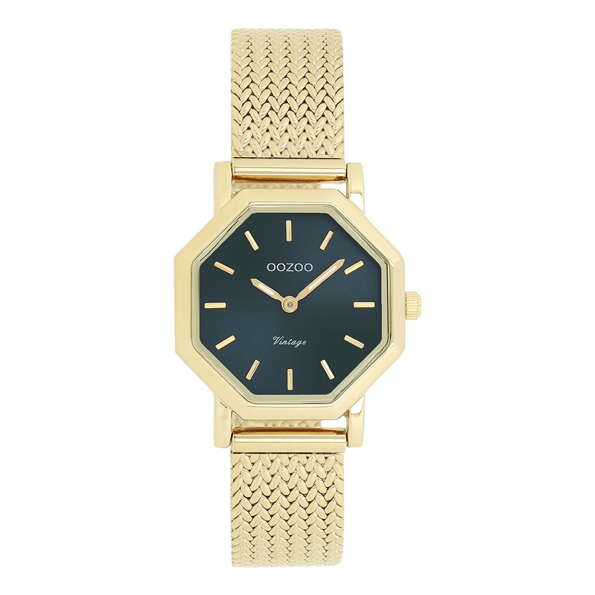 OOZOO Vintage series - Goudkleurige horloge met metalen v-mesh armband - C20438