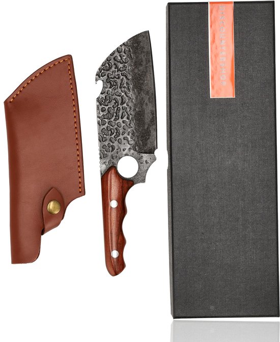 Couperet japonais avec étui en cuir – Couteau de chef professionnel et couperet à viande – Couteau de cuisine forgé à la main avec pouvoir de fendage – Collection de Couteaux japonais