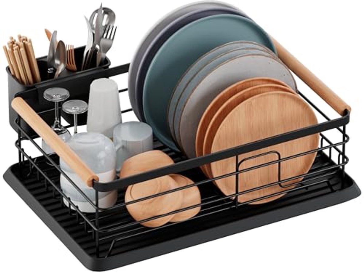 Afdruiprek met afneembaar dienblad - Compact en praktisch, zwart