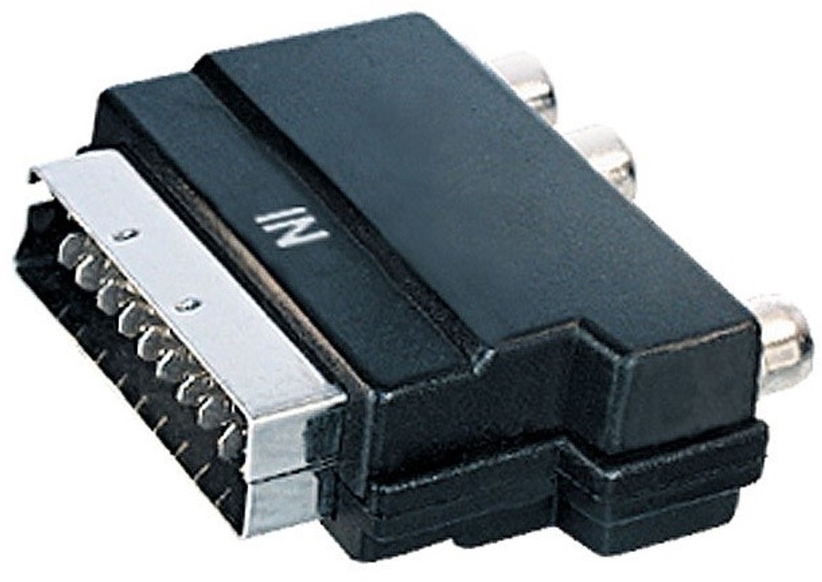 Scart IN (m) - Composiet 3RCA (v) adapter / zwart