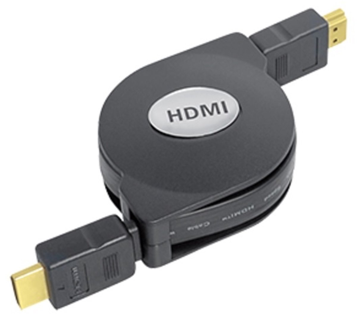 Uittrekbare HDMI kabel - versie 1.4 (4K 30Hz) / zwart - 1 meter