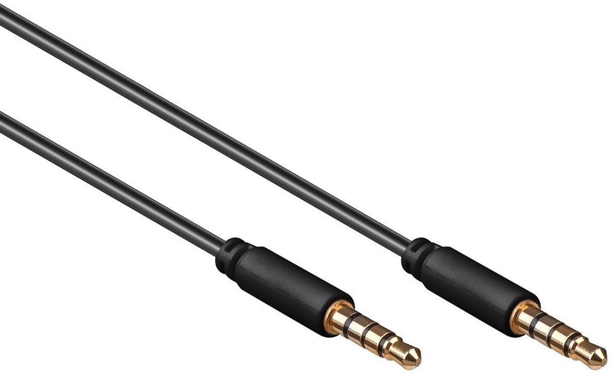 Goobay 3,5mm Jack 4-polig audio slim kabel AWG28 - zwart - 1 meter