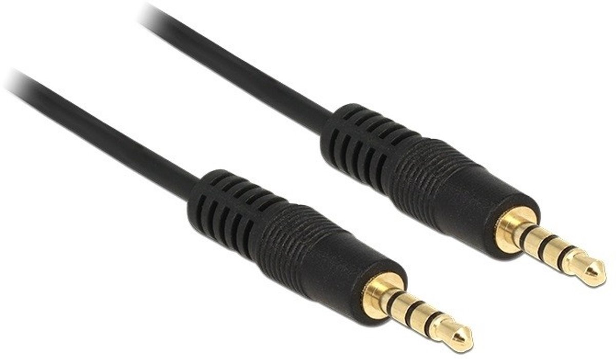 3,5mm Jack 4-polig audio/video kabel AWG24 / zwart - 2 meter