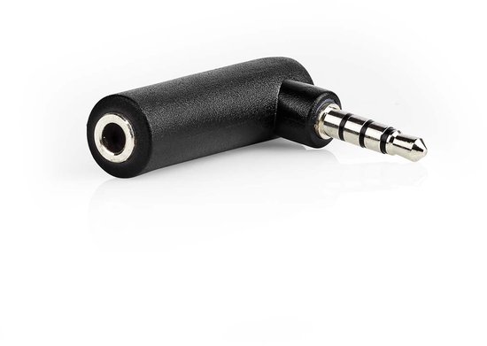 Nedis Stereo-Audioadapter - 3,5 mm Male - 3,5 mm Female - Vernikkeld - 90° Gehoekt - Metaal - Zwart - 10 Stuks - Polybag