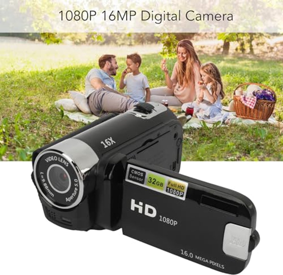 Videocamera Camcorder, 1080P 16MP Digitale Camerarecorder, 2,4 Inch
