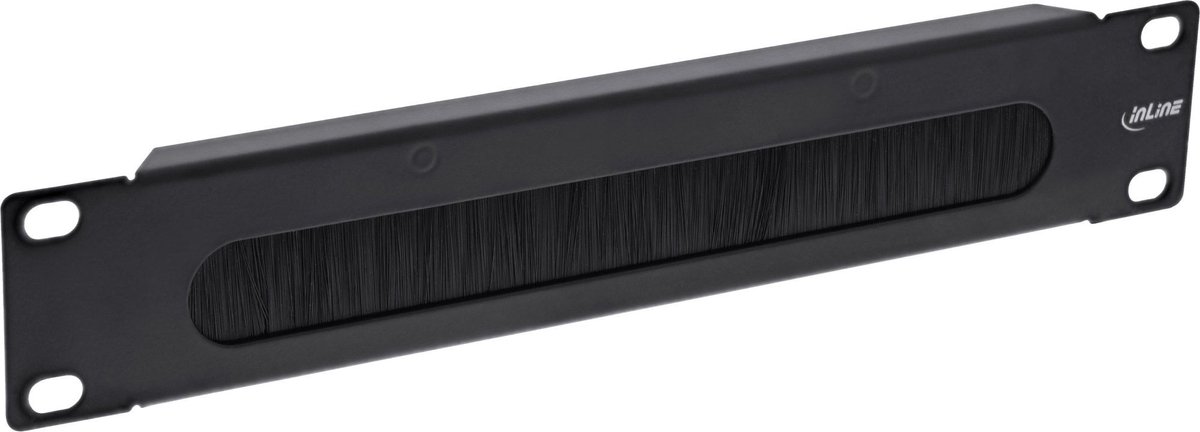 10 inch doorvoerpaneel met borstel | 1U | zwart