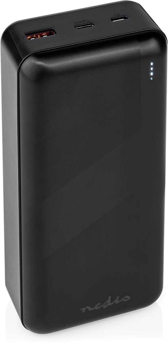 Nedis Powerbank - 32000 mAh - 2.4 / 3.0 / 3.25 A - Outputs: 2 - Output: 1x USB-A / 1x USB-C - Inputs: 1x Micro USB / 1x USB-C - PD3.0 45W / PD3.0 65W - Lithium-Polymeer