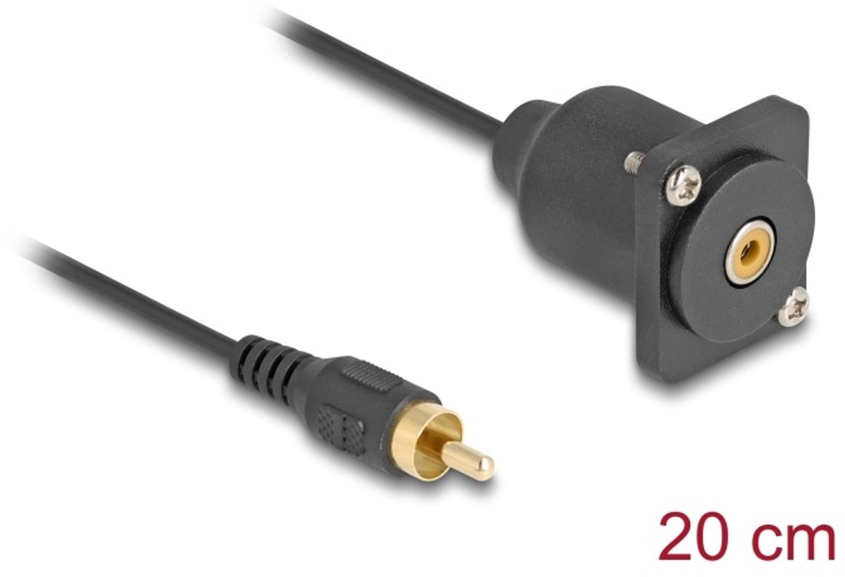 Delock D-Type Cable RCA male to female black 20 cm
