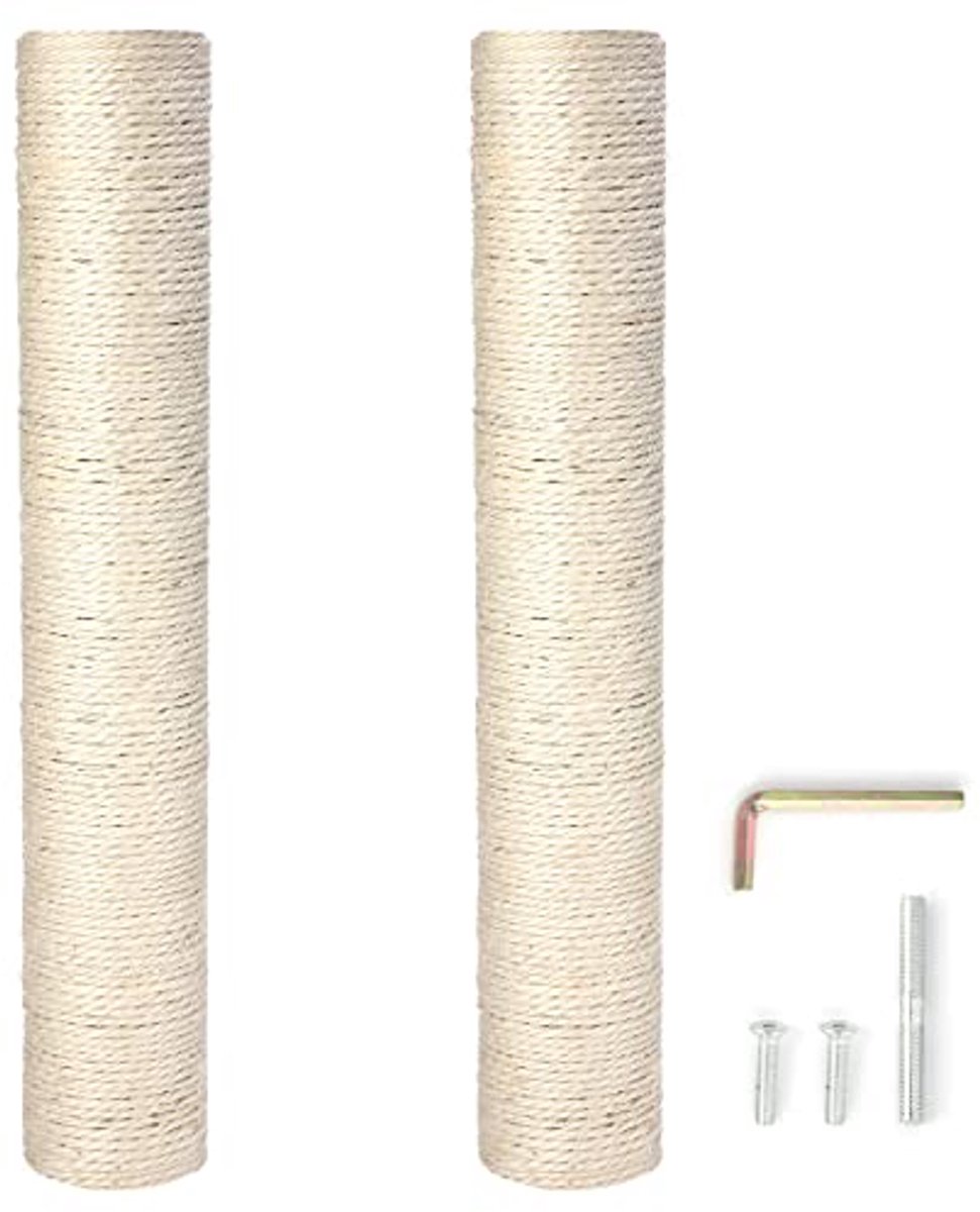 Natuurlijke Sisal Kattenkrabpaal - 2 Stuks Vervangende Onderdelen en Renovatieset