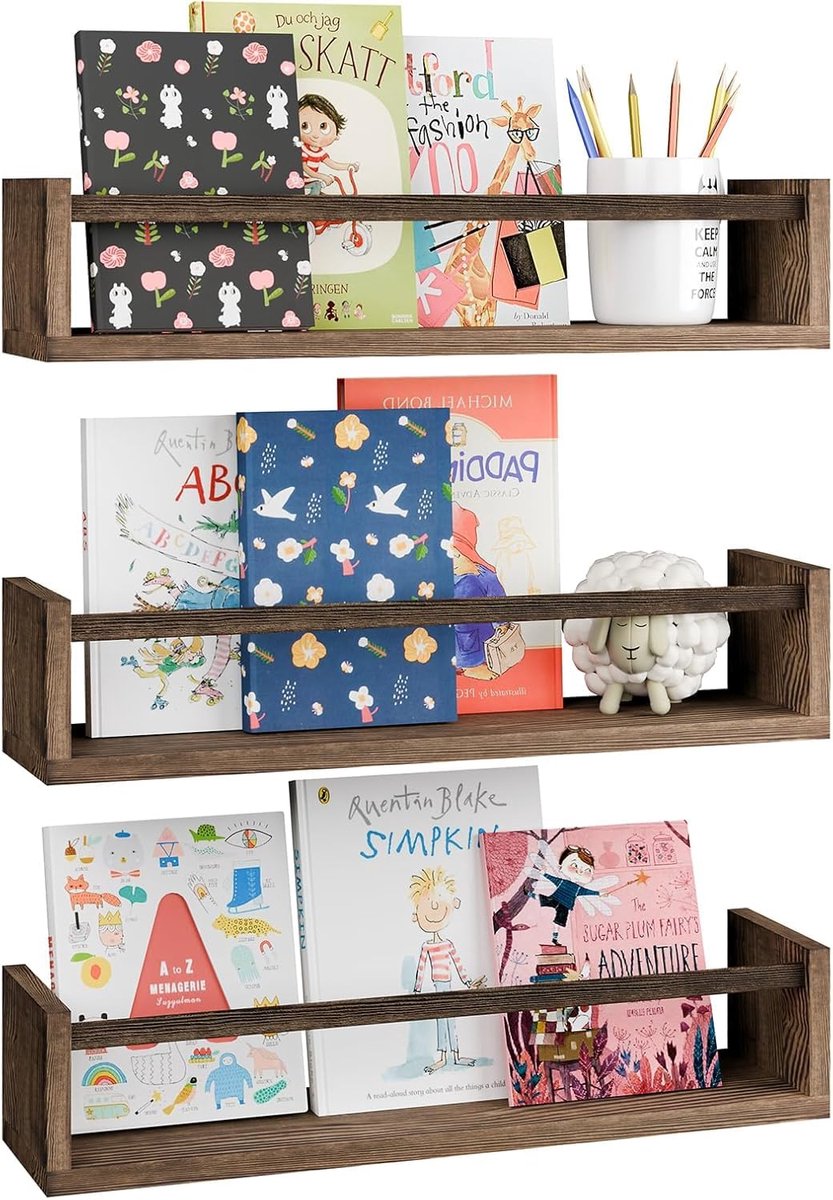 Azomor® Set van 3 houten wandplanken voor kinderkamer en meer ruimtes