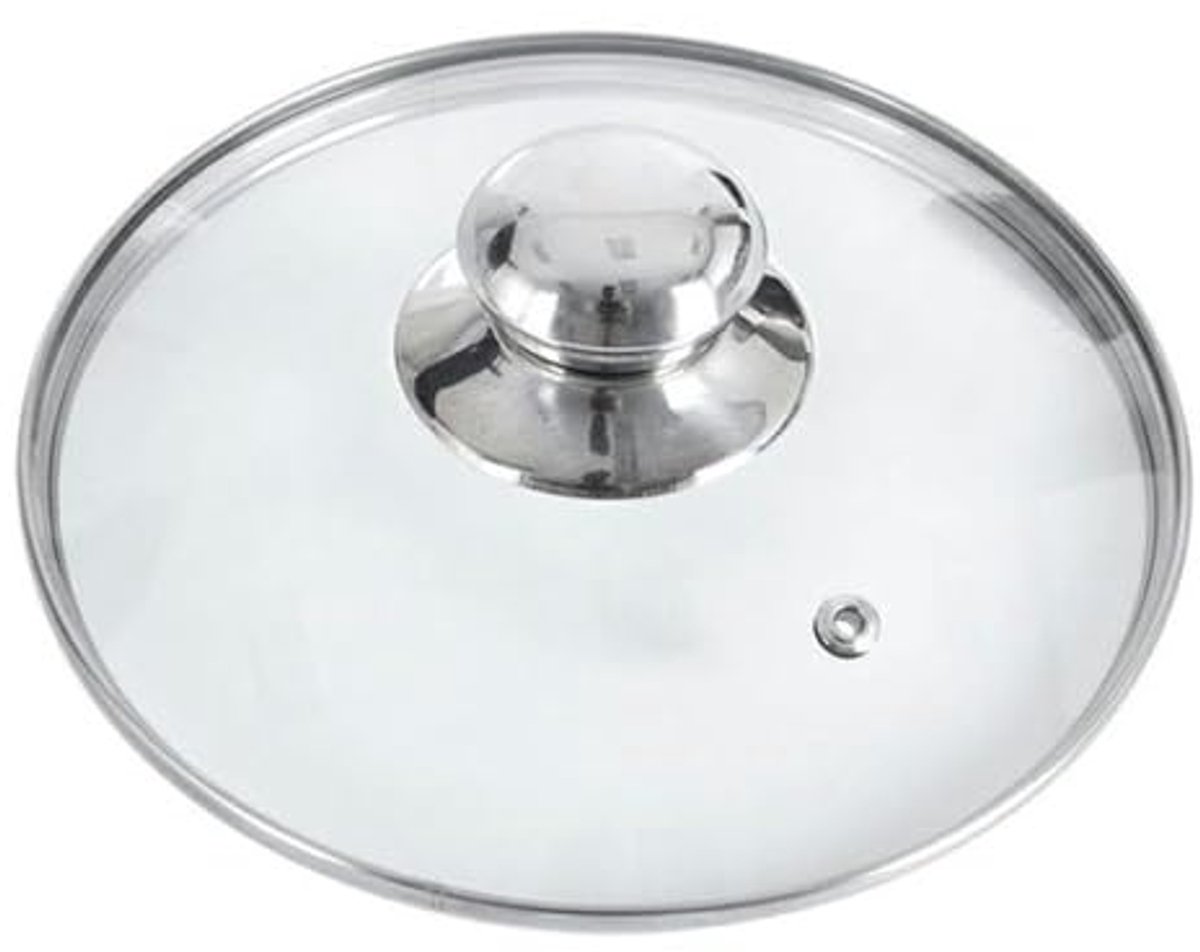 Glazen deksel met rvs rand voor pot en pan - 20 cm - Hittebestendig tot 200 °C