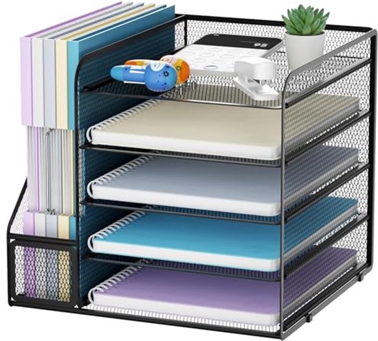 Bureau Organizer met 5-lades voor Documenten en Accessoires - Ruimtebesparende Mesh Desk Organizer