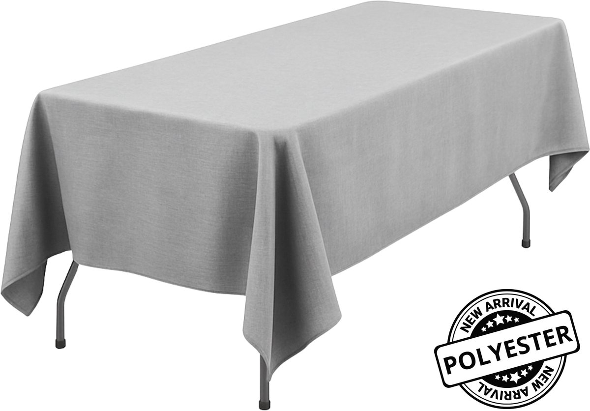 Pazzo Goods Luxe Tafelkleed – Tafellaken – Tafelkleden - Tafelkleed Binnen en Buiten - Tafelloper - Tafelkleed Feest - Tafelkleed buiten Rechthoekig – 274x137cm – Feest Decoratie - Grijs – Polyester – Waterafstotend - Vlek & Kreukvrij