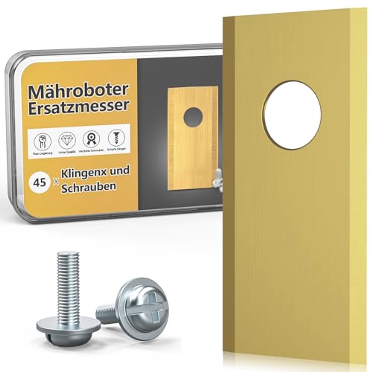 Premium reservemesjes voor robotmaaiers - roestvrij staal met titanium coating, ultrascherpe en duurzame robotmessen - Premium - €69,68