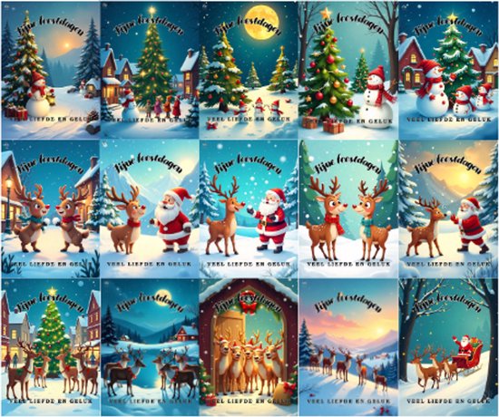 Grand X - Carte de Noël - Cartes signées - 15 cartes - Enveloppes incluses - Format A6 - Cartes de Noël avec Enveloppes
