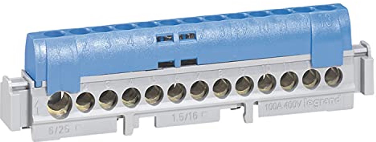 Klemmenblok voor 25 mm² / 12 x 16 mm² - Blauw