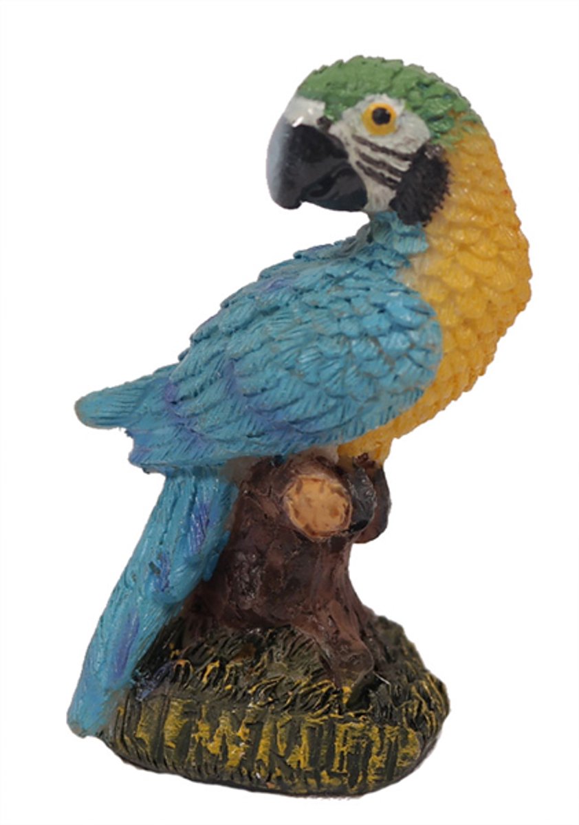 PIA Soft Toys – Papegaai blauw Beeldje – 8,5 cm – Decoratief Dierenbeeld