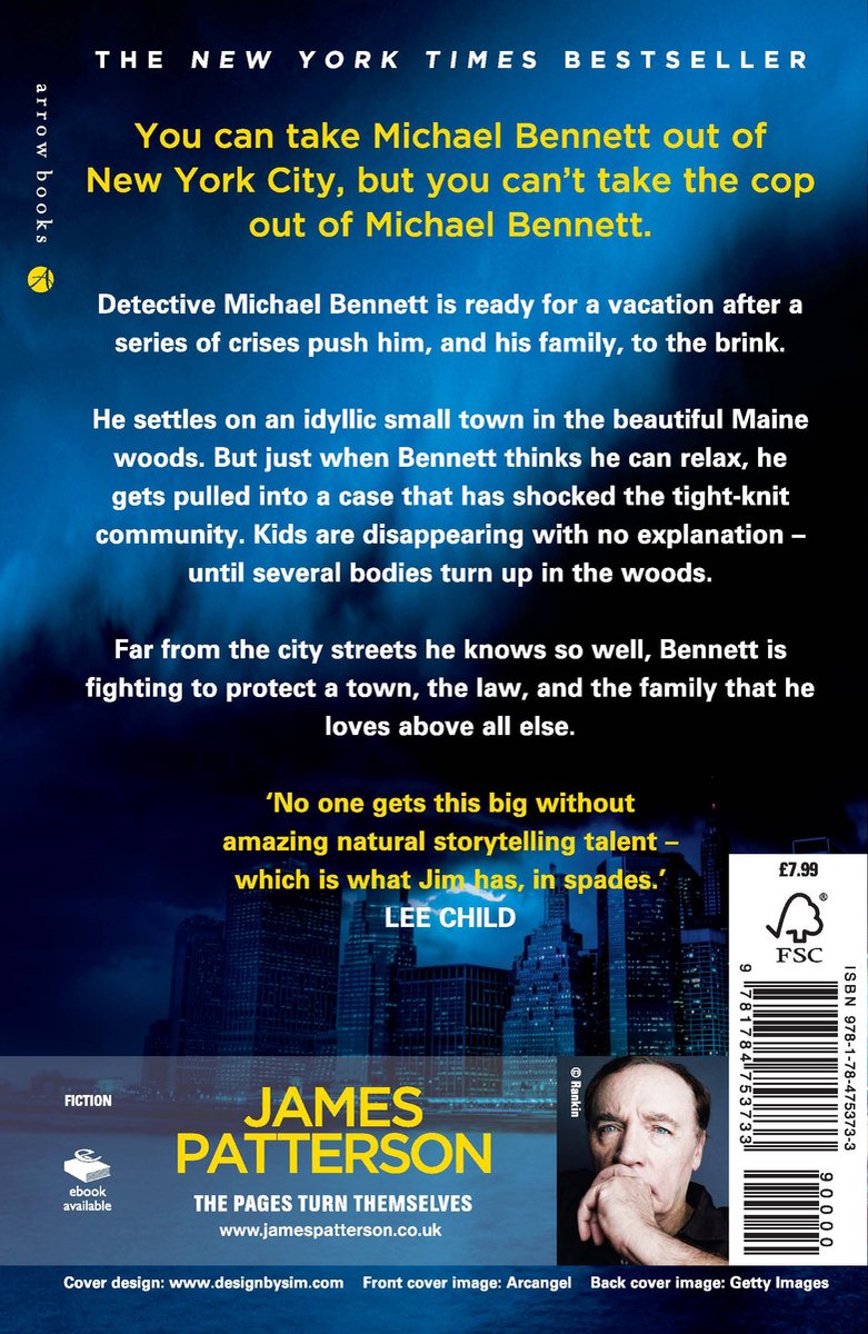 Achterkant van het boek 'Haunted' van James Patterson, met een afbeelding van een man en de tekst 'The New York Times Bestseller'.