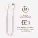 Witte USB-oplaadkabel voor ladyshave. 80 minuten gebruiksduur.