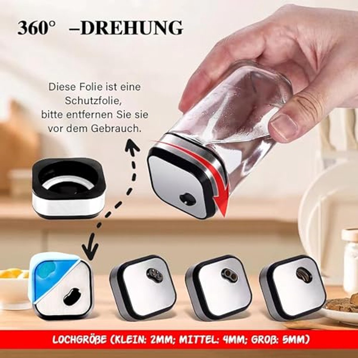 Draaibaar kruidenrek met 12 kruidenpotjes en 360° rotatie