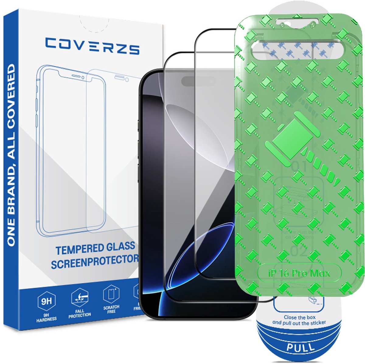 Coverzs glazen screenprotector geschikt voor Apple iPhone 16 Pro Max screenprotector - Geleverd met montage frame - 2-pack verpakking - screen protector gemaakt van gehard glas