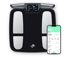 Slimme weegschaal met App - Personenweegschaal - Wifi en Bluetooth - Smart Weegschaal met lichaamsanalyse - Weegschaal Vetpercentage en Spiermassa - Smart Scale handvat