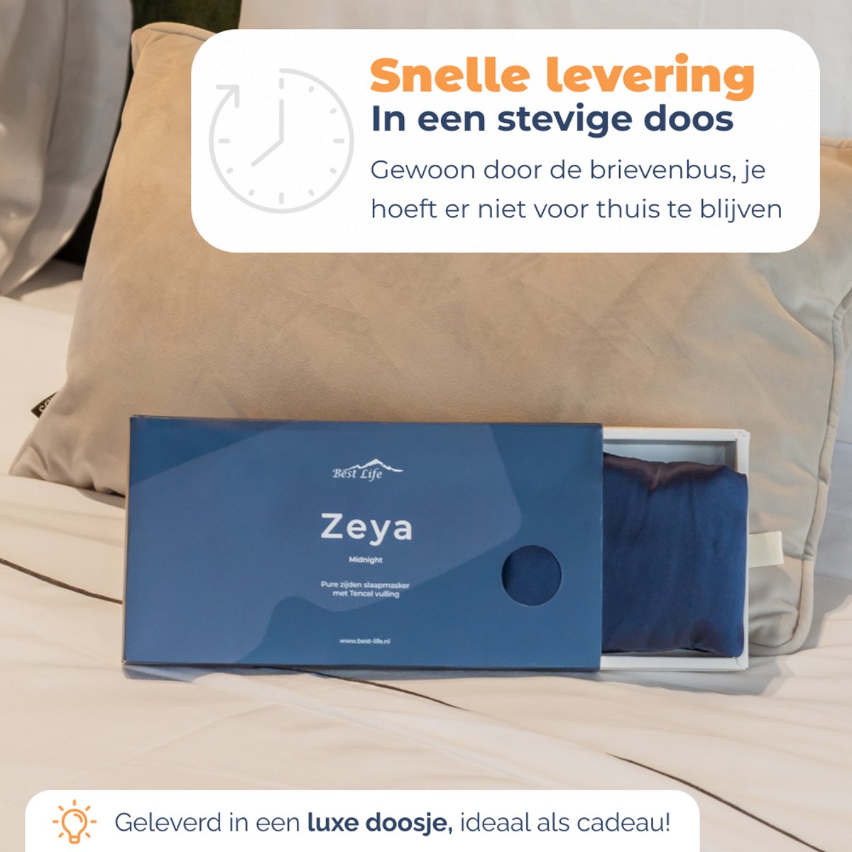 Best Life Zijden Slaapmasker - Oogmasker Slaap - Vrouwen & Mannen - Navy — afbeelding 6