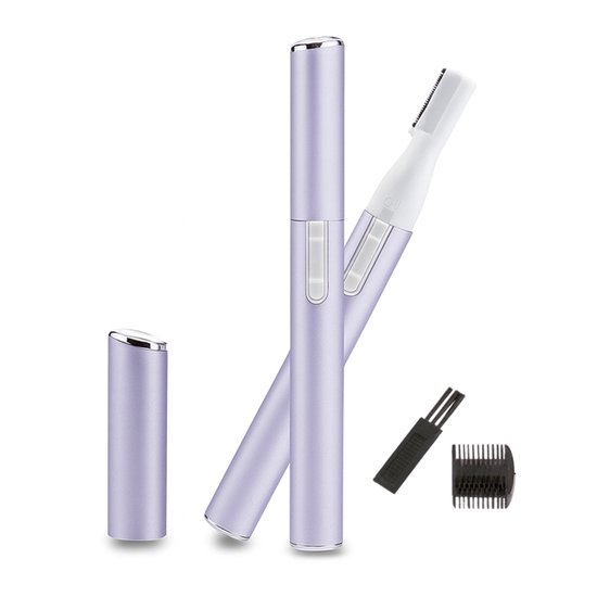 Precisietrimmer - Trimmer lila - Wenkbrauw Trimmer - Trimmer - Gezichtshaar verwijderen - Wenkbrauw epilator - Gezicht Ontharing - Epileer apparaat - met batterij