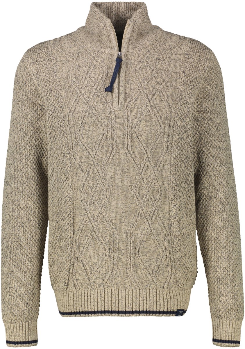 Lerros Trui Gebreide Trui Met Kabelpatroon En Colkraag 2595427 125 Tender Beige Mannen Maat - XL