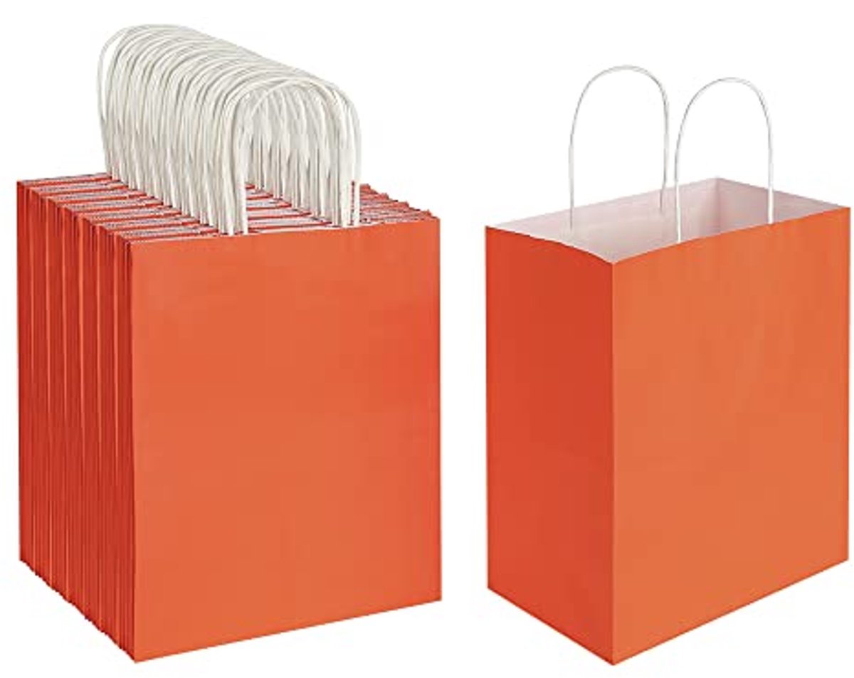100 Pack 20 x 10 cm Middelgrote Papieren Geschenkzakken met Handgrepen voor Verjaardagsfeestjes en Detailhandel