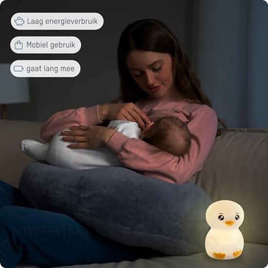 Nachtlampje voor kinderen, dimbaar dierenlampje in pinguïn design, oplaadbaar, kleurrijk sfeerlicht voor de kinderkamer — afbeelding 2