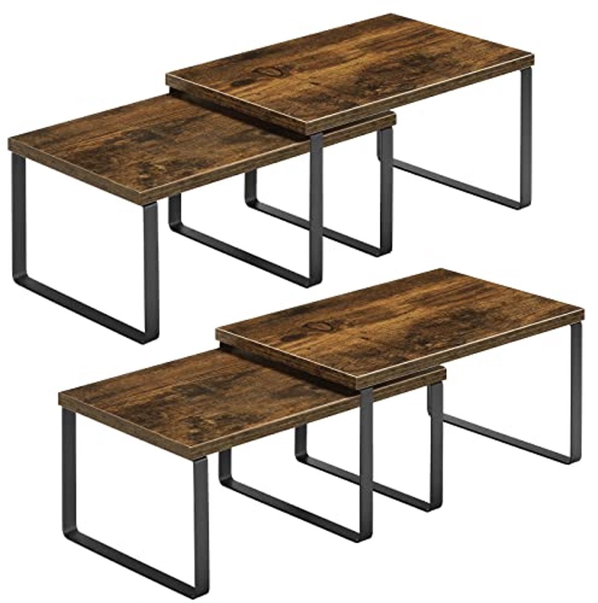 Houten Plank Organizer Set voor Keuken en Badkamer - Uitbreidbaar en Stapelbaar